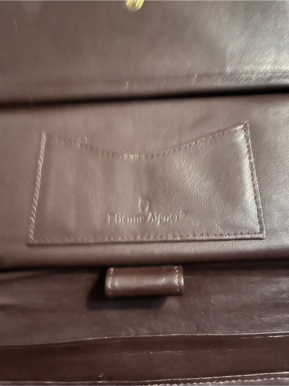 Etienne Aigner Dark Brown Leather Wallet with Gold Accent - Picture 4 of 5